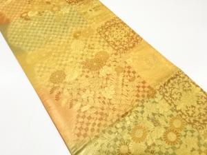 菊に秋草・鳳凰模様織り出し　袋帯